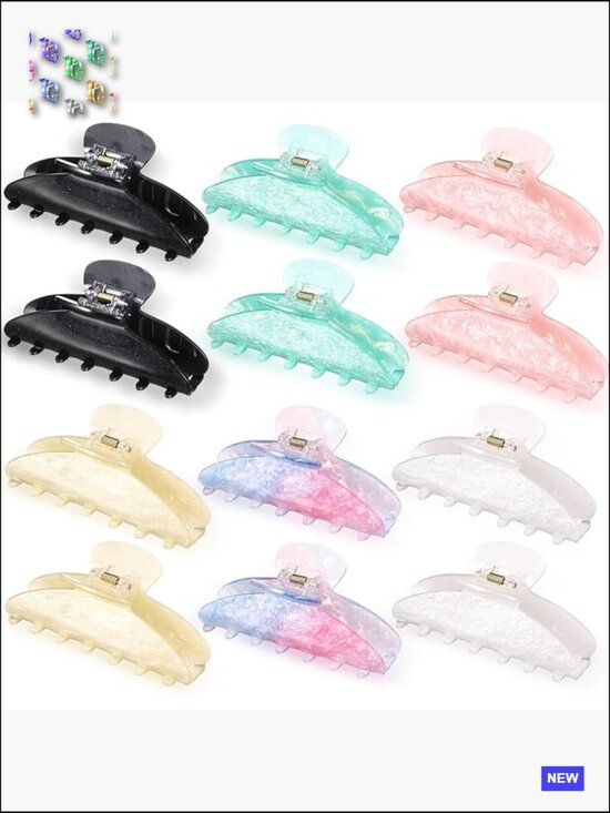 12 Large Acrylic Hair Claw Clips Bulk Non-Slip Hold for Thick Thin Hair French main image 3